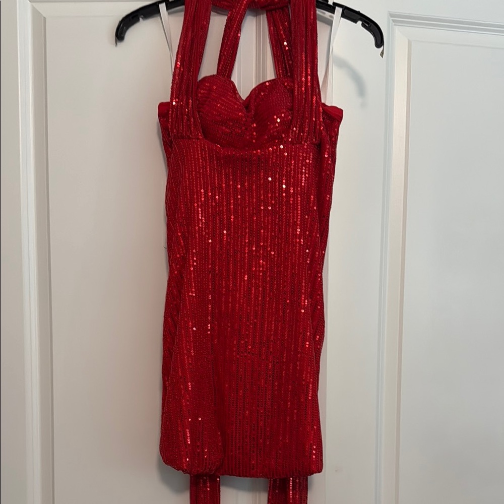 Elegant Red Sequin Dress